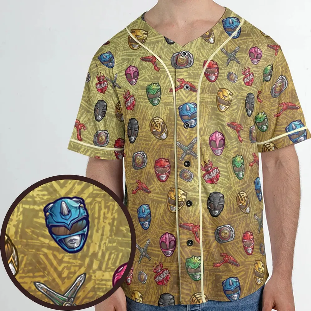 Power Team Mighty Morphin Power Rangers Unisex Baseball Jersey - 1