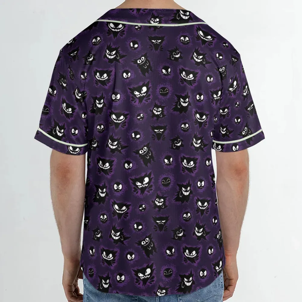 Gastly Haunter and Gengar Pokemon Pattern Unisex Baseball Jersey - 2