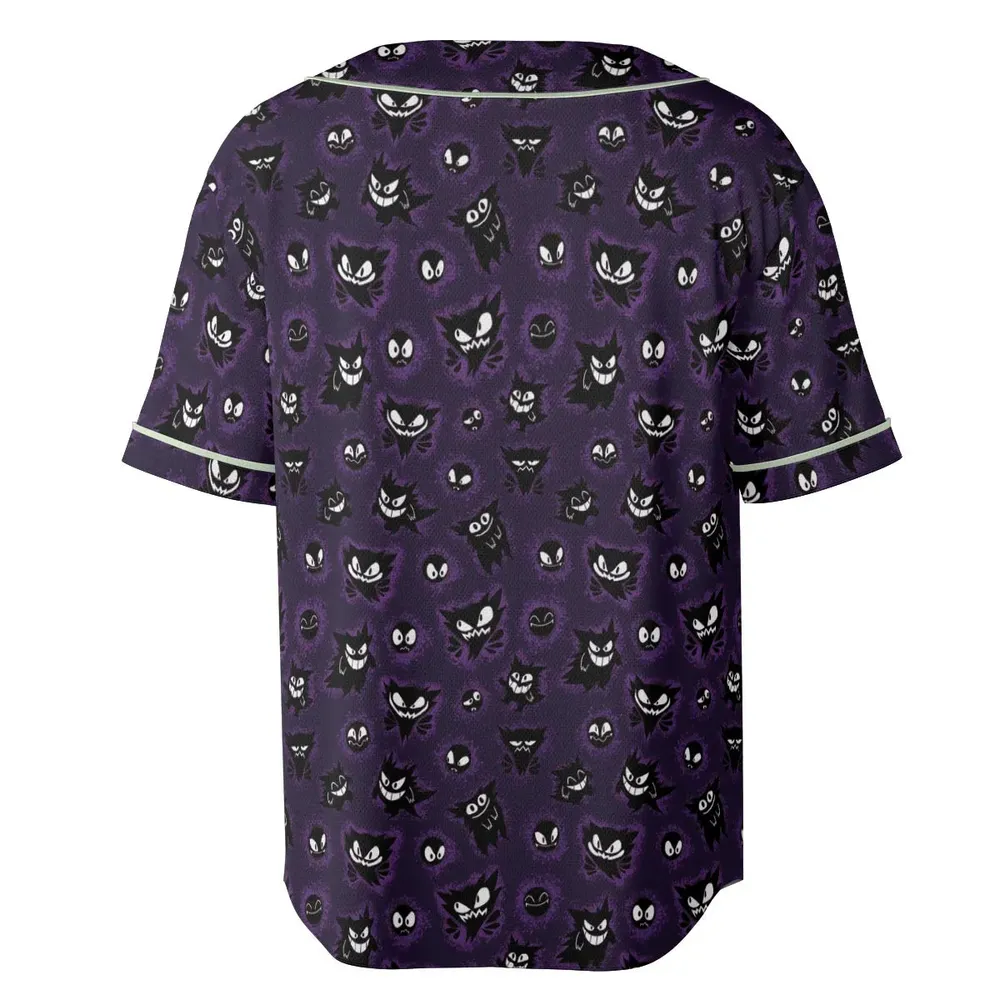 Gastly Haunter and Gengar Pokemon Pattern Unisex Baseball Jersey - 4