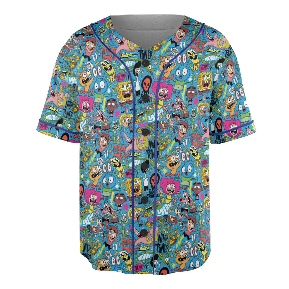Nickelodeon's Characters Patterns Unisex Baseball Jersey - 3