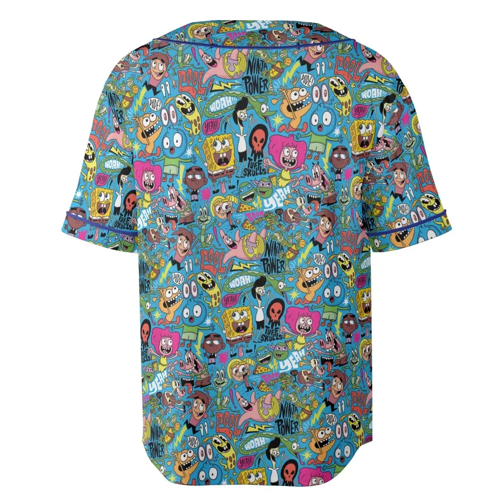 Nickelodeon's Characters Patterns Unisex Baseball Jersey - 4