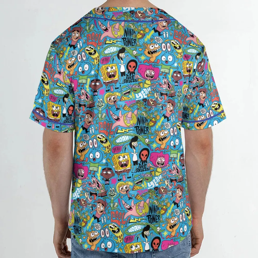 Nickelodeon's Characters Patterns Unisex Baseball Jersey - 2