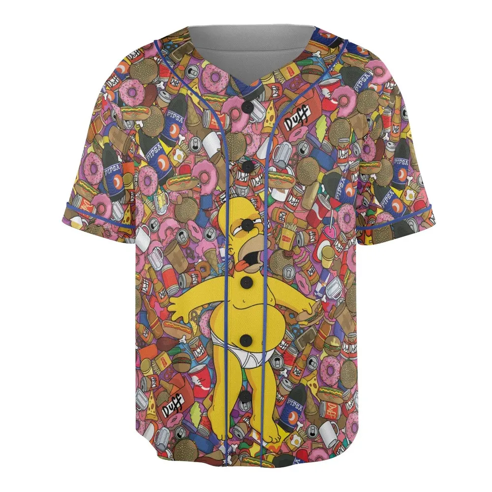 Homer Simpson Getting Drunk Duff Beer The Simpsons Unisex Baseball Jersey - 3