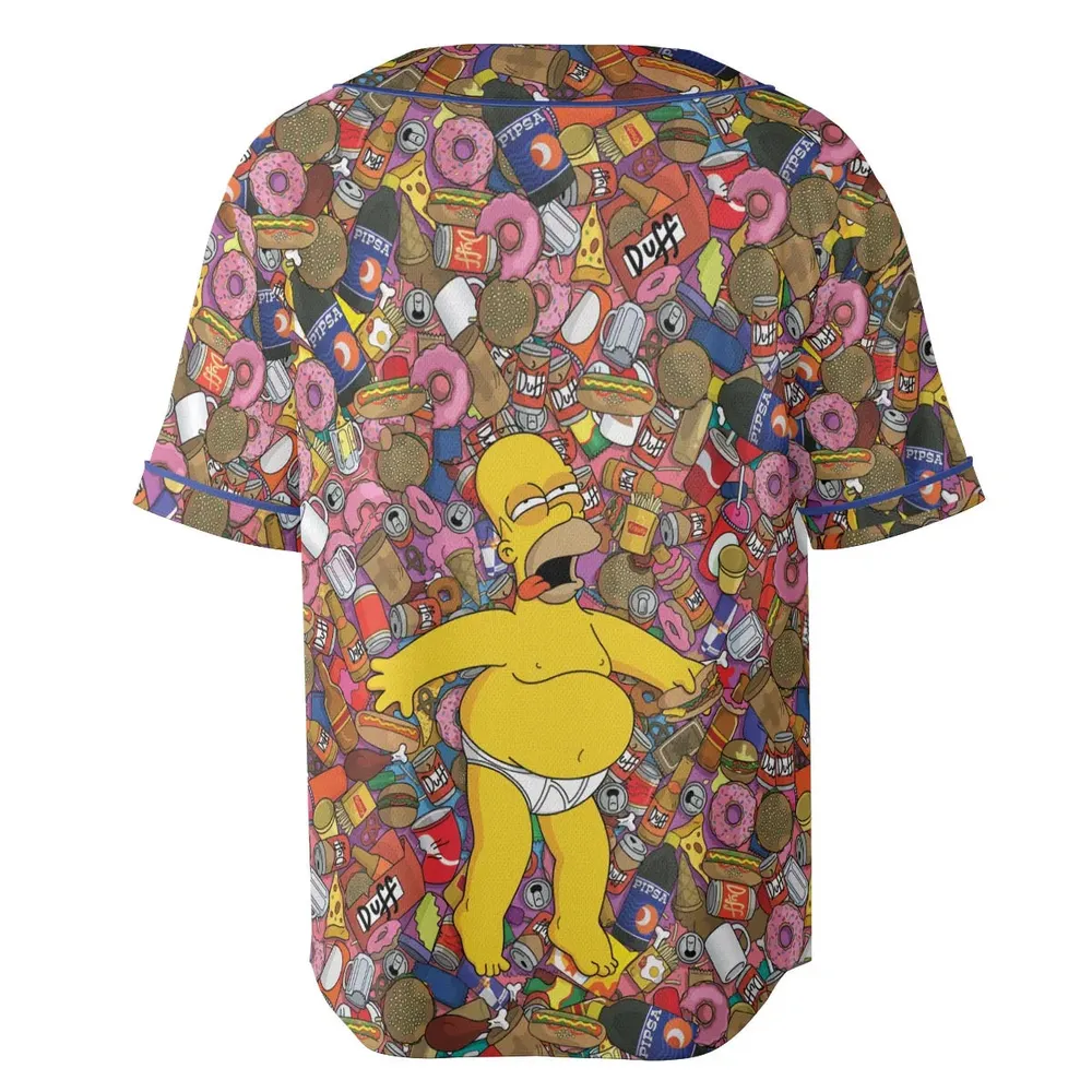 Homer Simpson Getting Drunk Duff Beer The Simpsons Unisex Baseball Jersey - 4