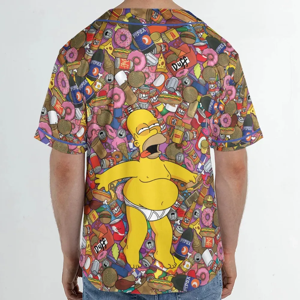 Homer Simpson Getting Drunk Duff Beer The Simpsons Unisex Baseball Jersey - 2
