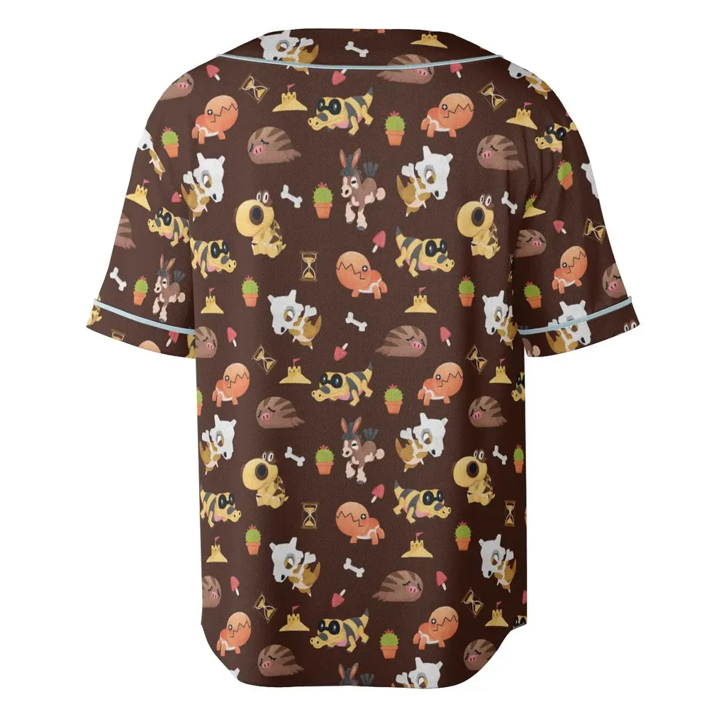 Ground Type Pokemon Pattern Unisex Baseball Jersey - 4
