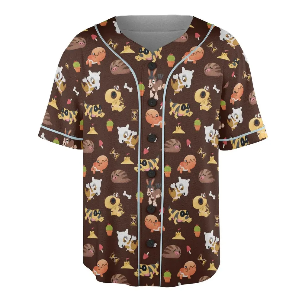 Ground Type Pokemon Pattern Unisex Baseball Jersey - 3