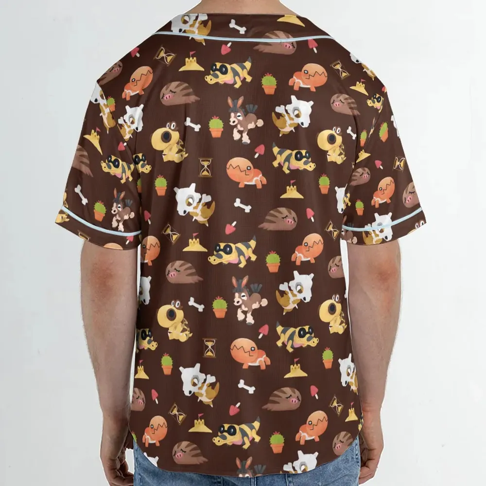 Ground Type Pokemon Pattern Unisex Baseball Jersey - 2