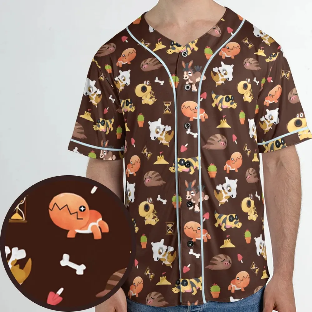 Ground Type Pokemon Pattern Unisex Baseball Jersey - 1
