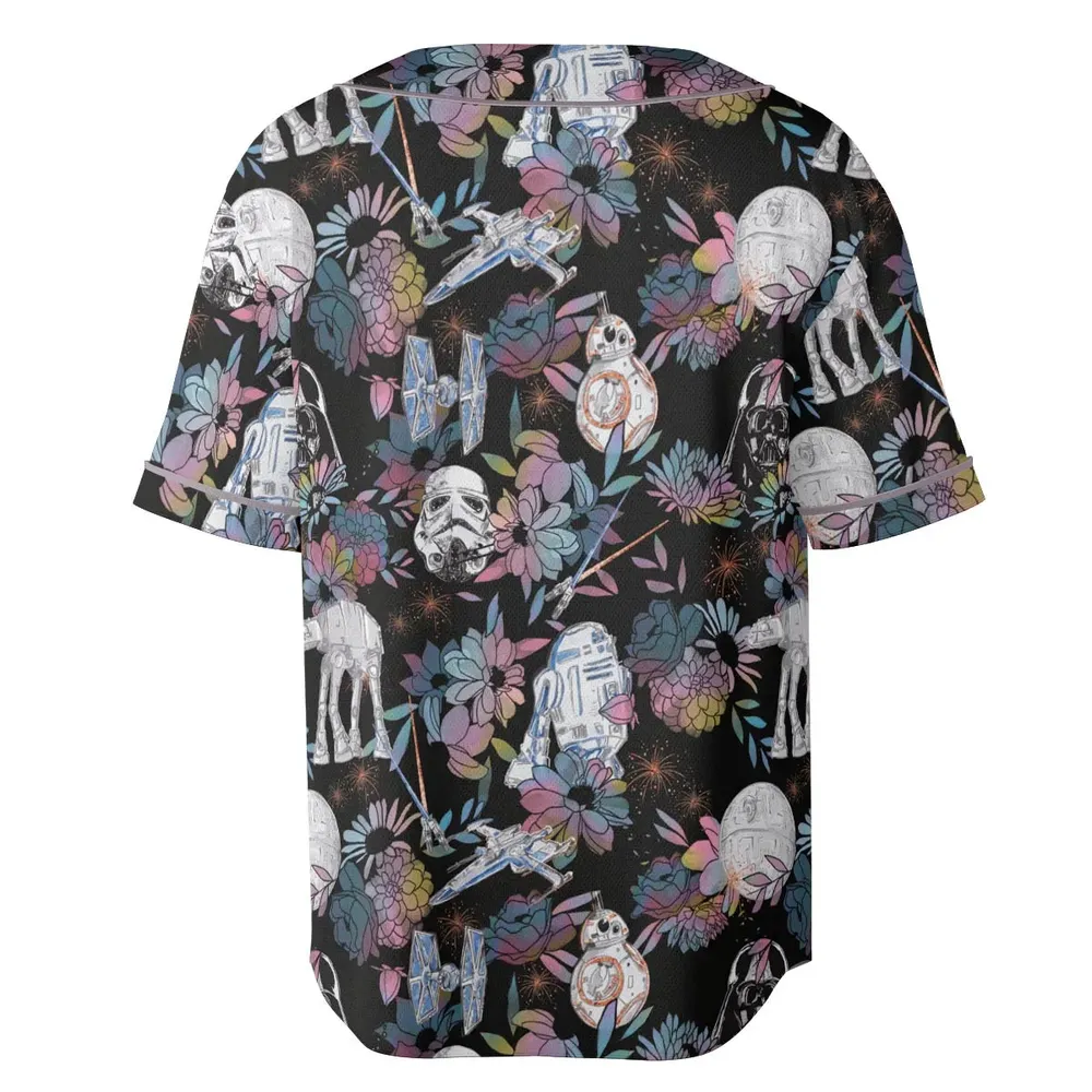 Floral Wars Dark Side Star Wars Pattern Unisex Baseball Jersey - 4
