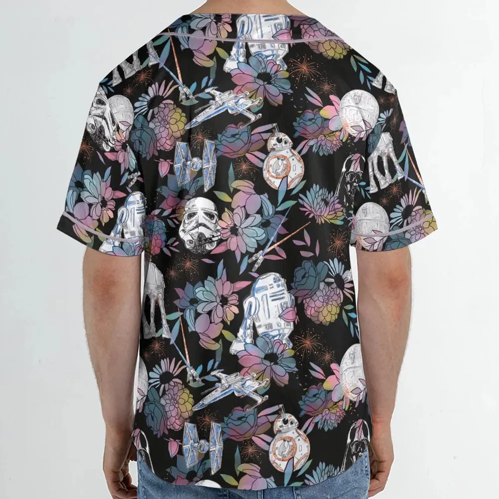 Floral Wars Dark Side Star Wars Pattern Unisex Baseball Jersey - 2