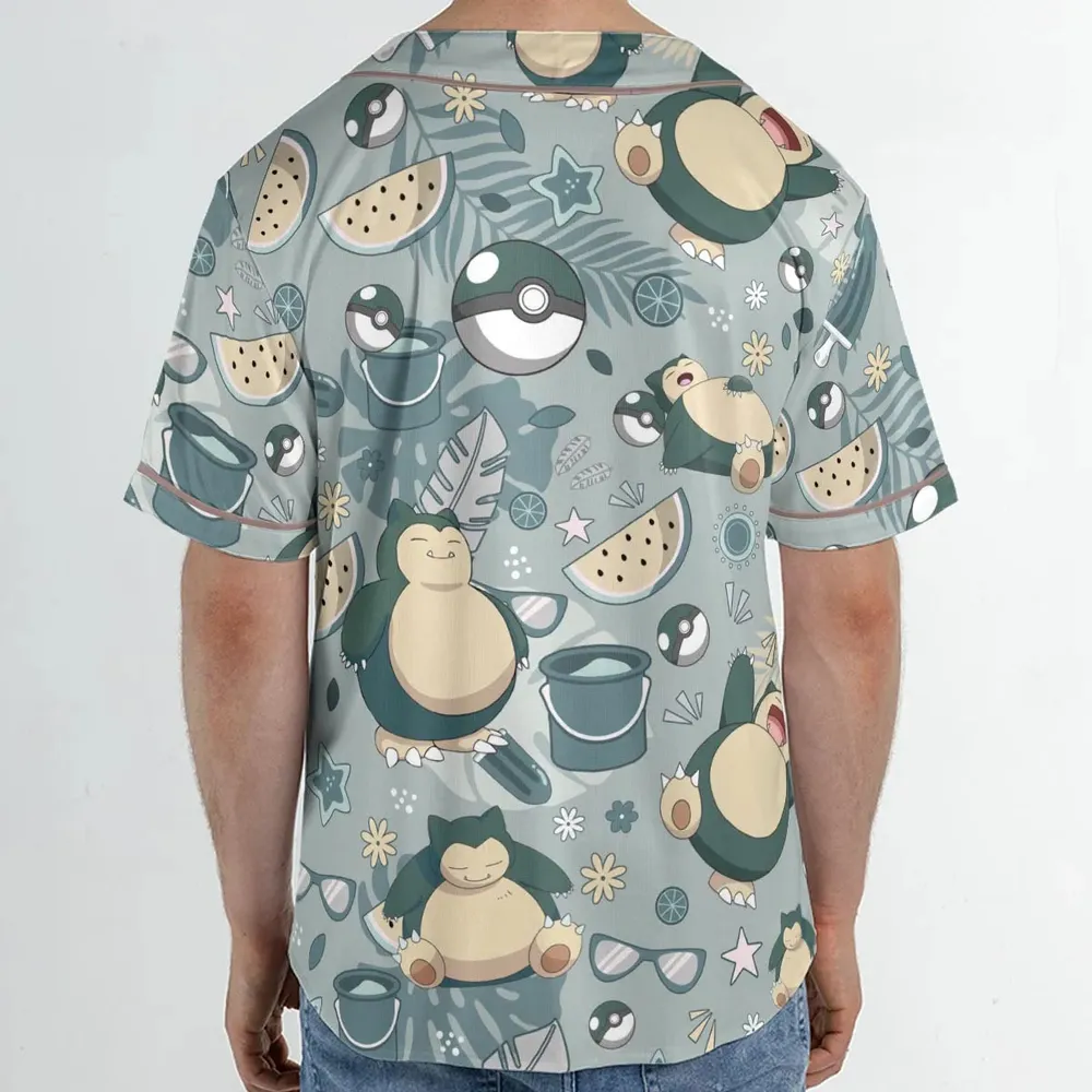 Summer Relax Snorlax Pokemon Unisex Baseball Jersey - 2