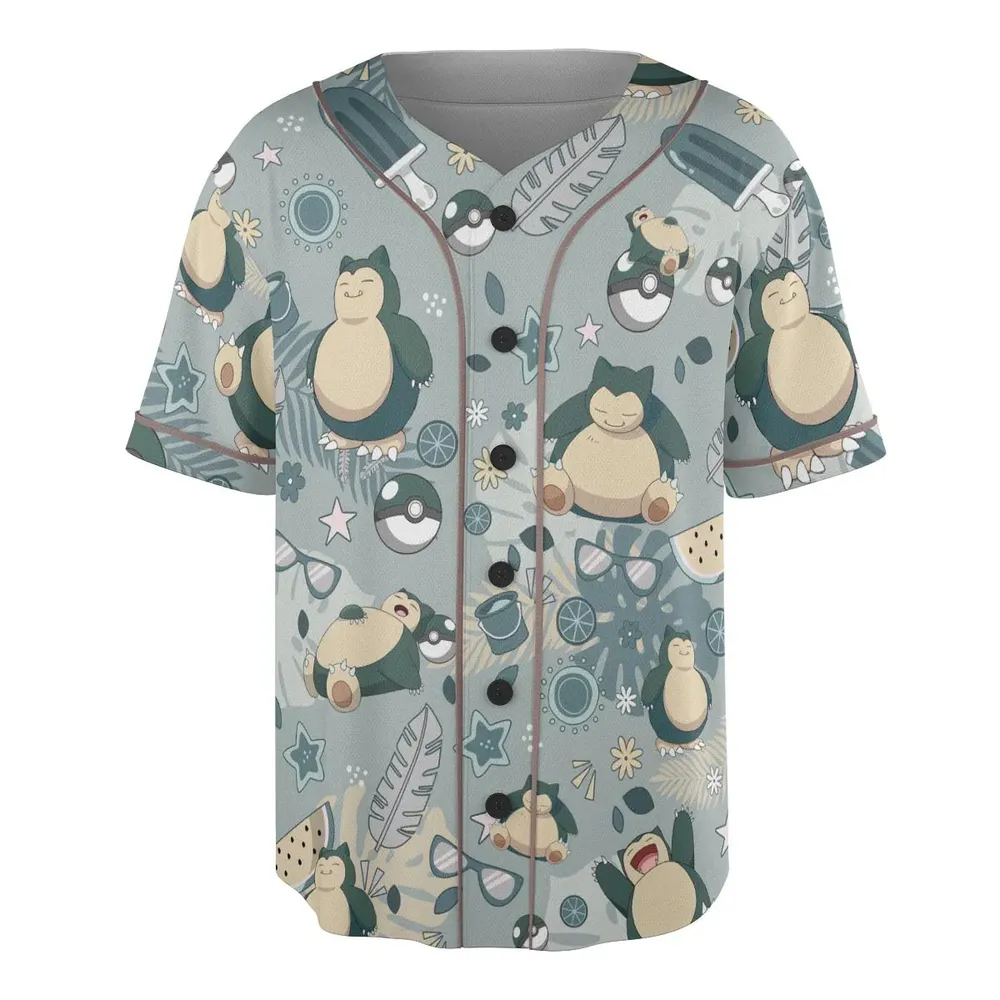 Summer Relax Snorlax Pokemon Unisex Baseball Jersey - 3