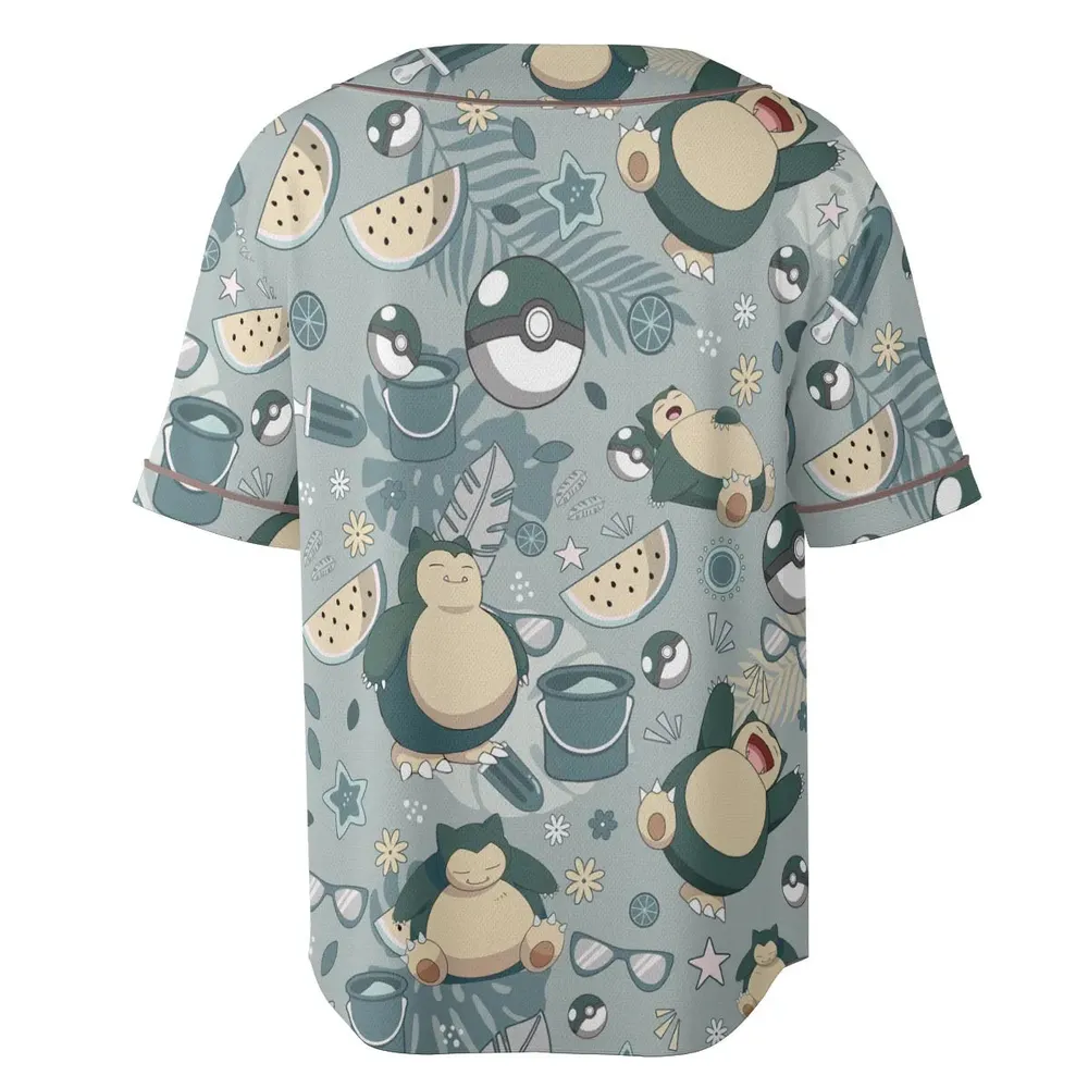 Summer Relax Snorlax Pokemon Unisex Baseball Jersey - 4
