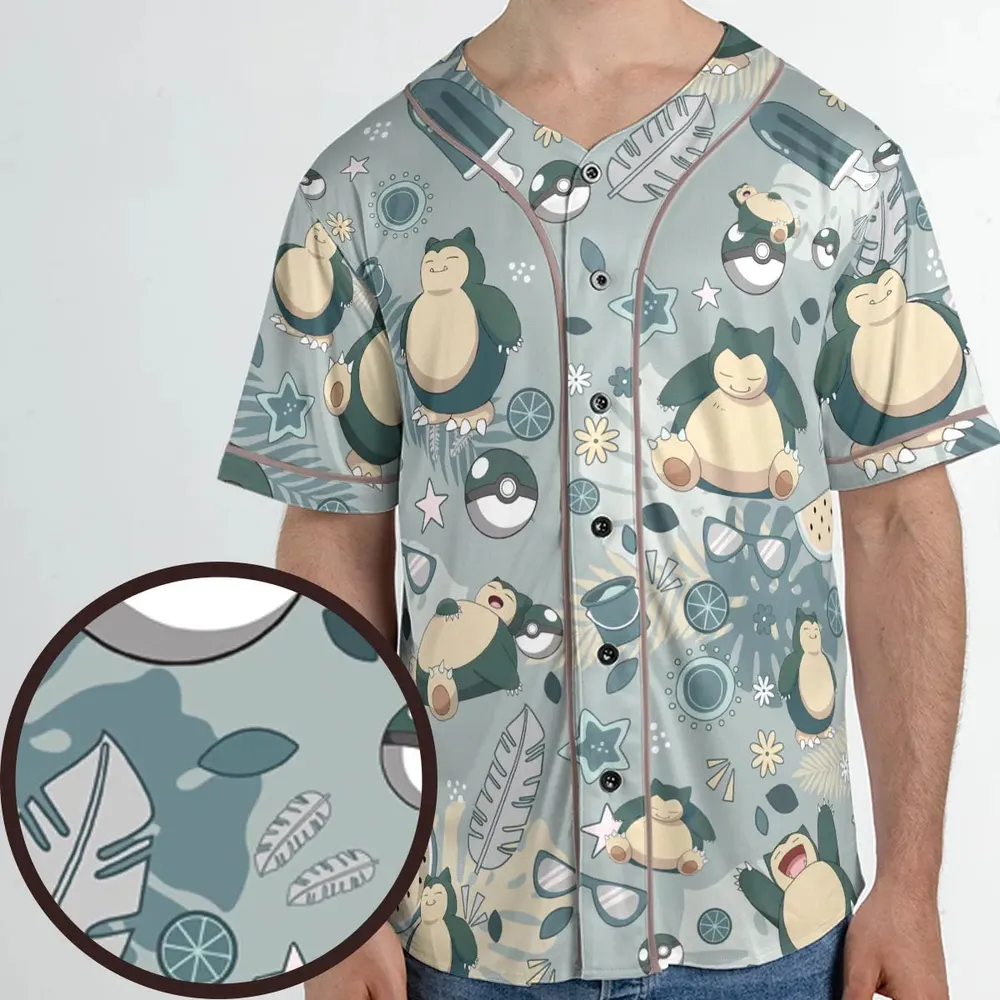 Summer Relax Snorlax Pokemon Unisex Baseball Jersey - 1