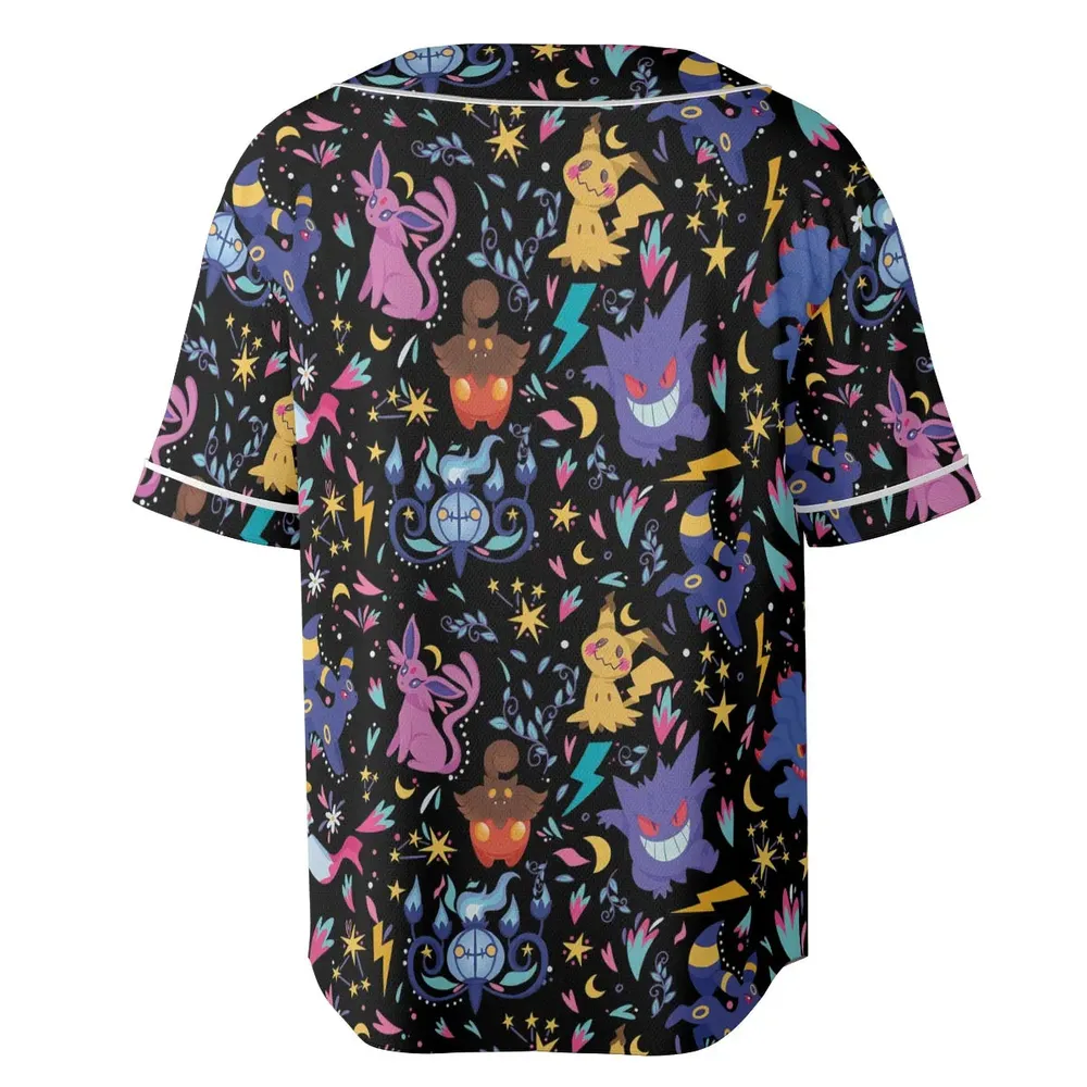 Ghost Buddies Cottagecore Pokemon Patterns Unisex Baseball Jersey - 4