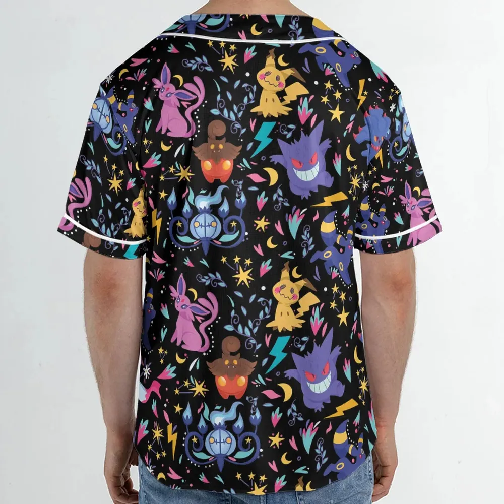 Ghost Buddies Cottagecore Pokemon Patterns Unisex Baseball Jersey - 2