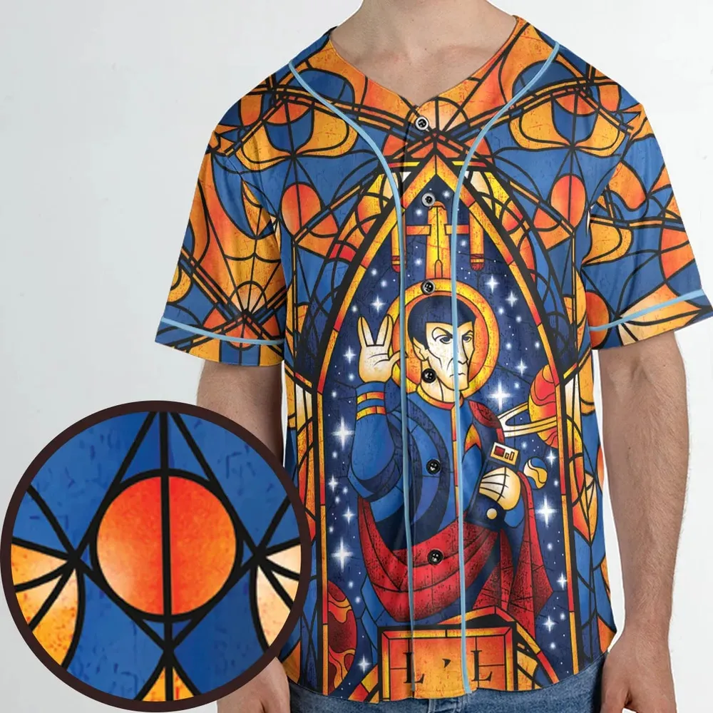 Stained Glass Star Trek Unisex Baseball Jersey - 1