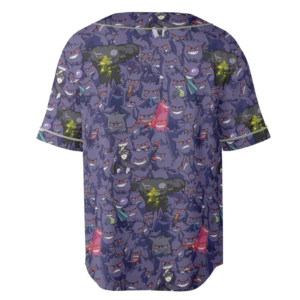 Gengars Pokemon Pattern Unisex Baseball Jersey - 4