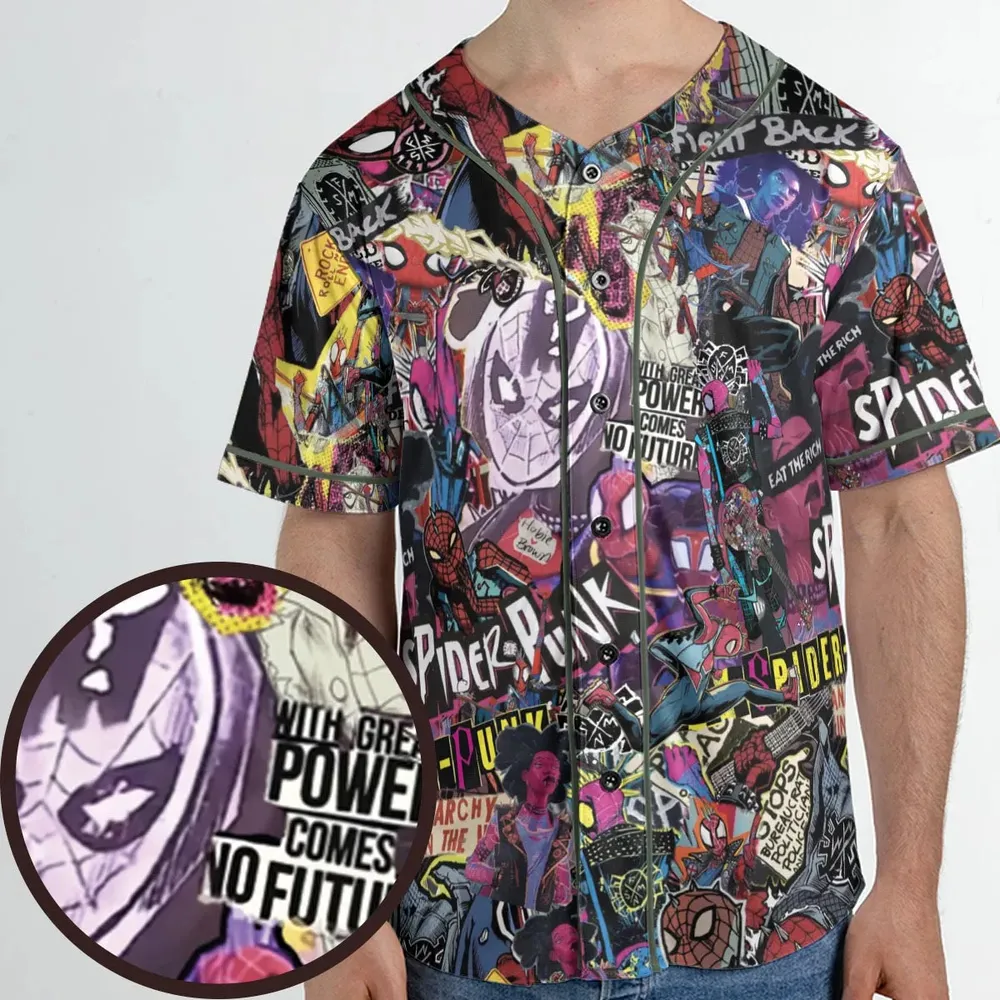 Spider-Punk Get Punked Across Spider-Verse Unisex Baseball Jersey - 1