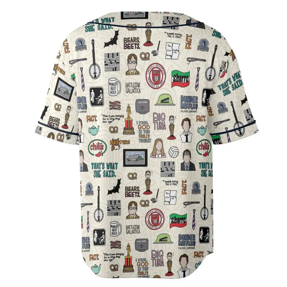 The Office Pattern Unisex Baseball Jersey - 4