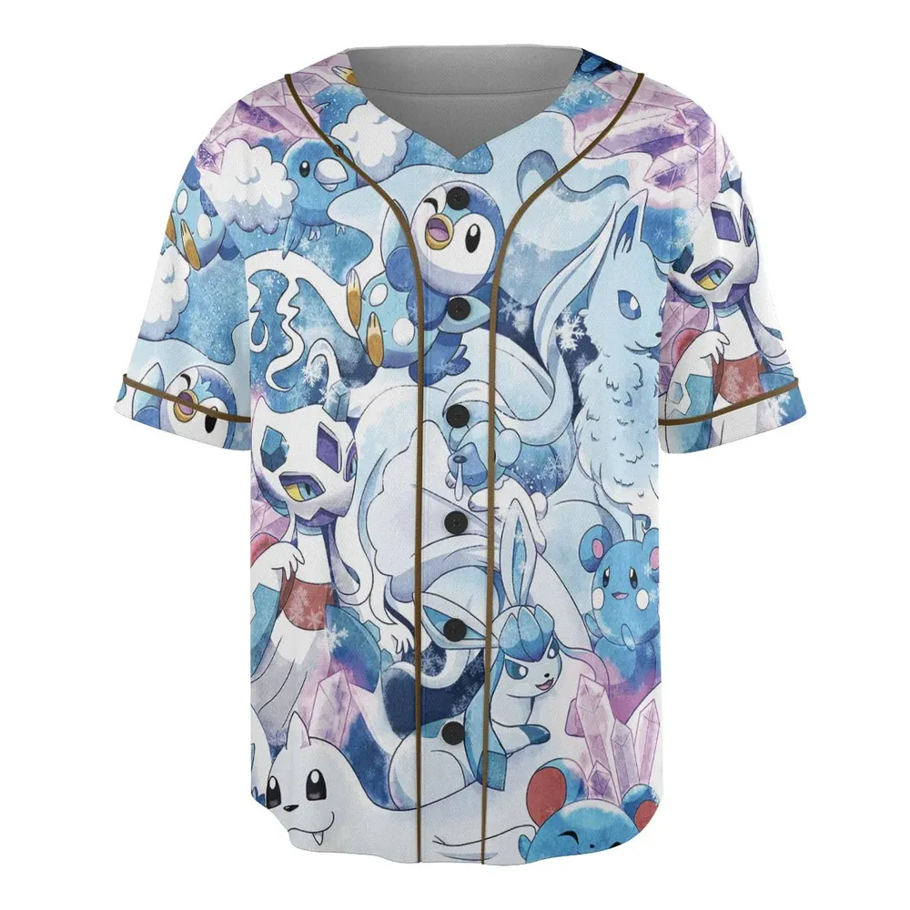 Winter Friends Pokemon Pattern Unisex Baseball Jersey - 3