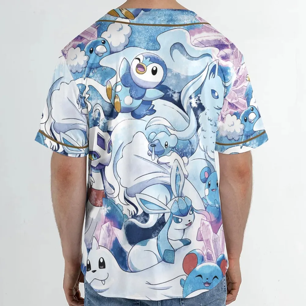 Winter Friends Pokemon Pattern Unisex Baseball Jersey - 2