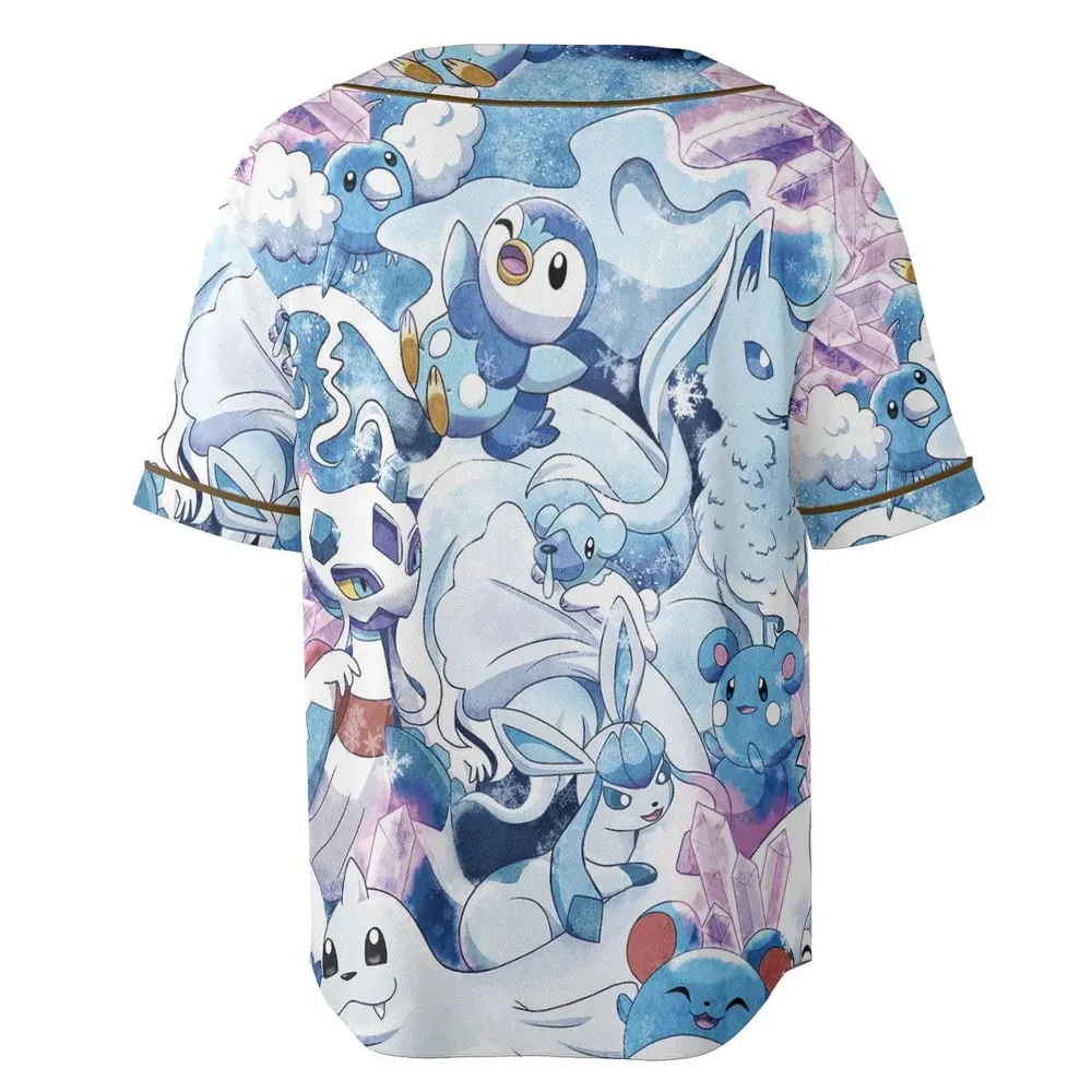 Winter Friends Pokemon Pattern Unisex Baseball Jersey - 4