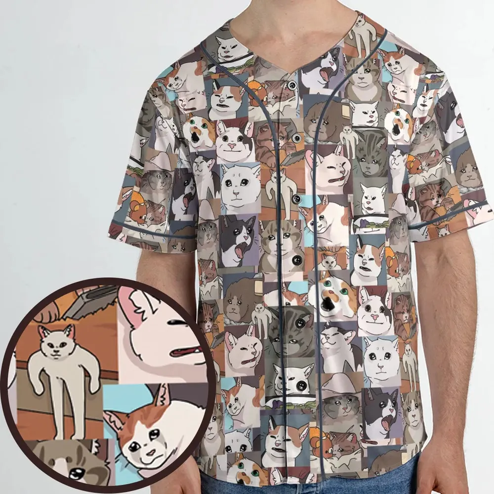 Funny Cat Internet Meme Unisex Baseball Jersey - 1