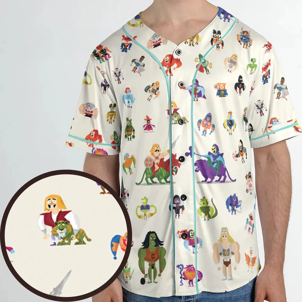 He-Man & Masters Of The Universe Characters Pattern Unisex Baseball Jersey - 1