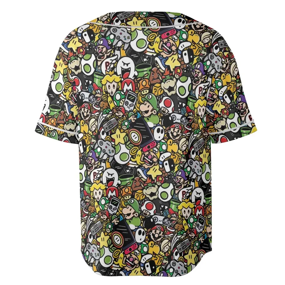 Super Mario Characters All In One Pattern Unisex Baseball Jersey - 4