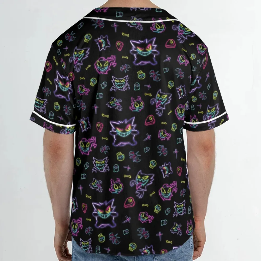 Neon Gastly Haunter Gengar Pokemon Unisex Baseball Jersey - 2