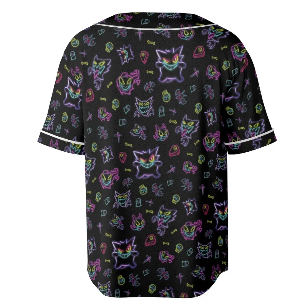 Neon Gastly Haunter Gengar Pokemon Unisex Baseball Jersey - 4