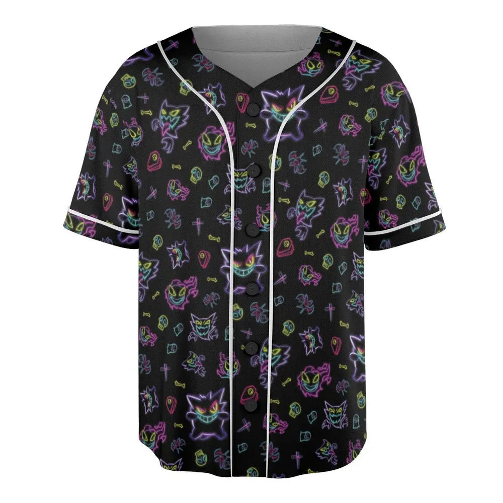 Neon Gastly Haunter Gengar Pokemon Unisex Baseball Jersey - 3