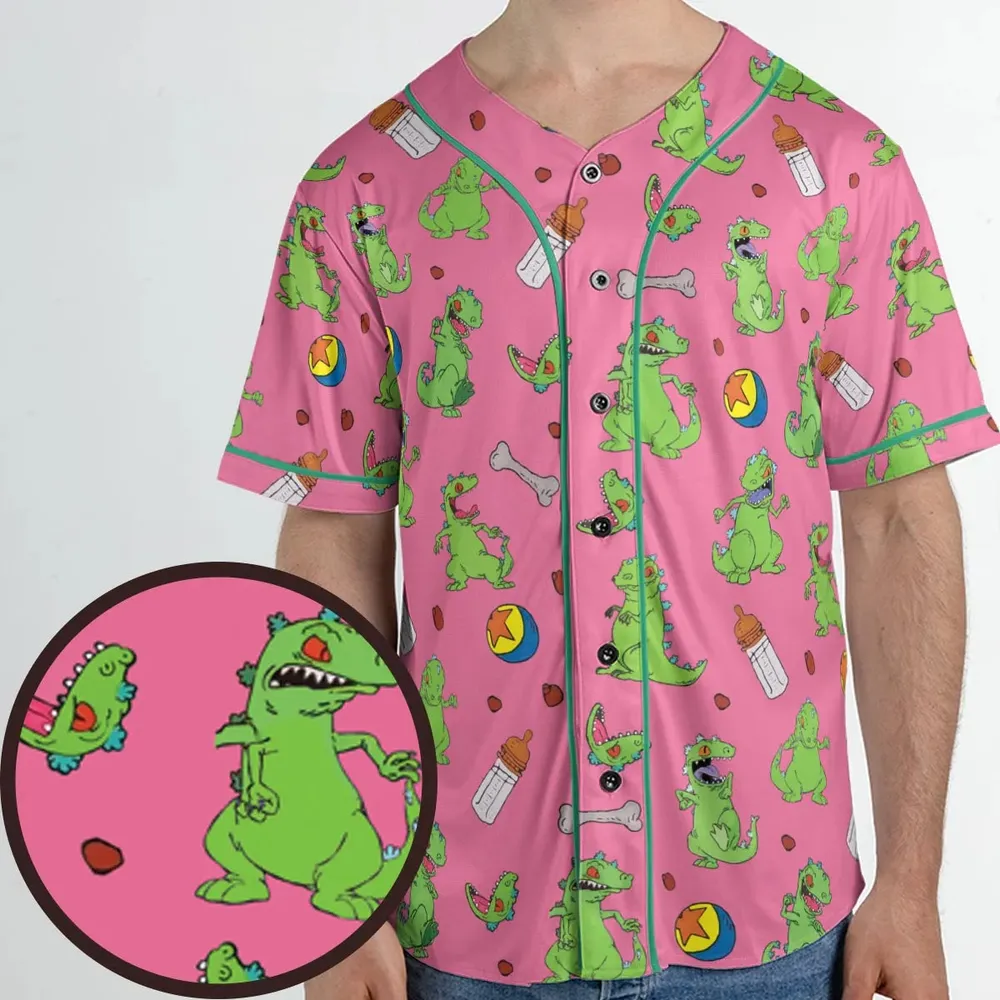 Rugrats Reptar Pattern Unisex Baseball Jersey - 1