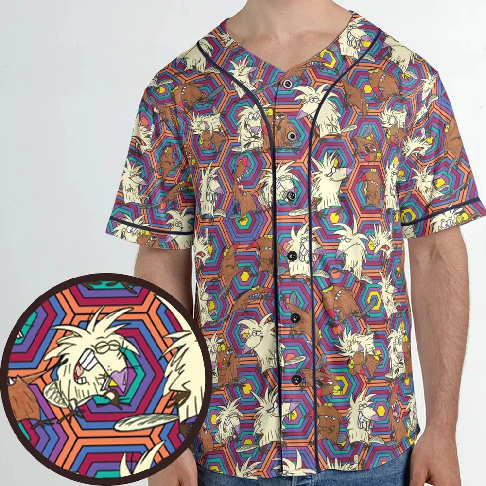 The Angry Beavers Pattern Unisex Baseball Jersey - 1