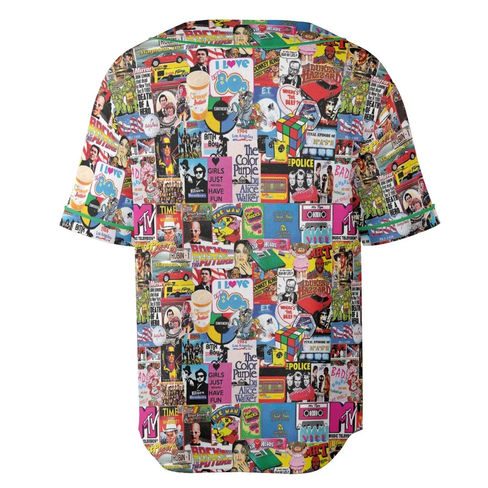I heart 80s Collage Mr. T Back To the Future Pac-man Unisex Baseball Jersey - 4