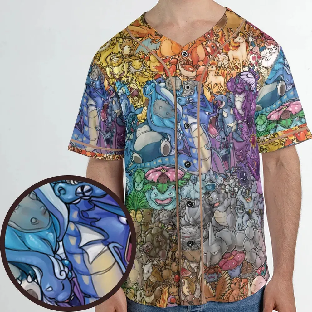 Rainbow Epic Pokemon Unisex Baseball Jersey - 1