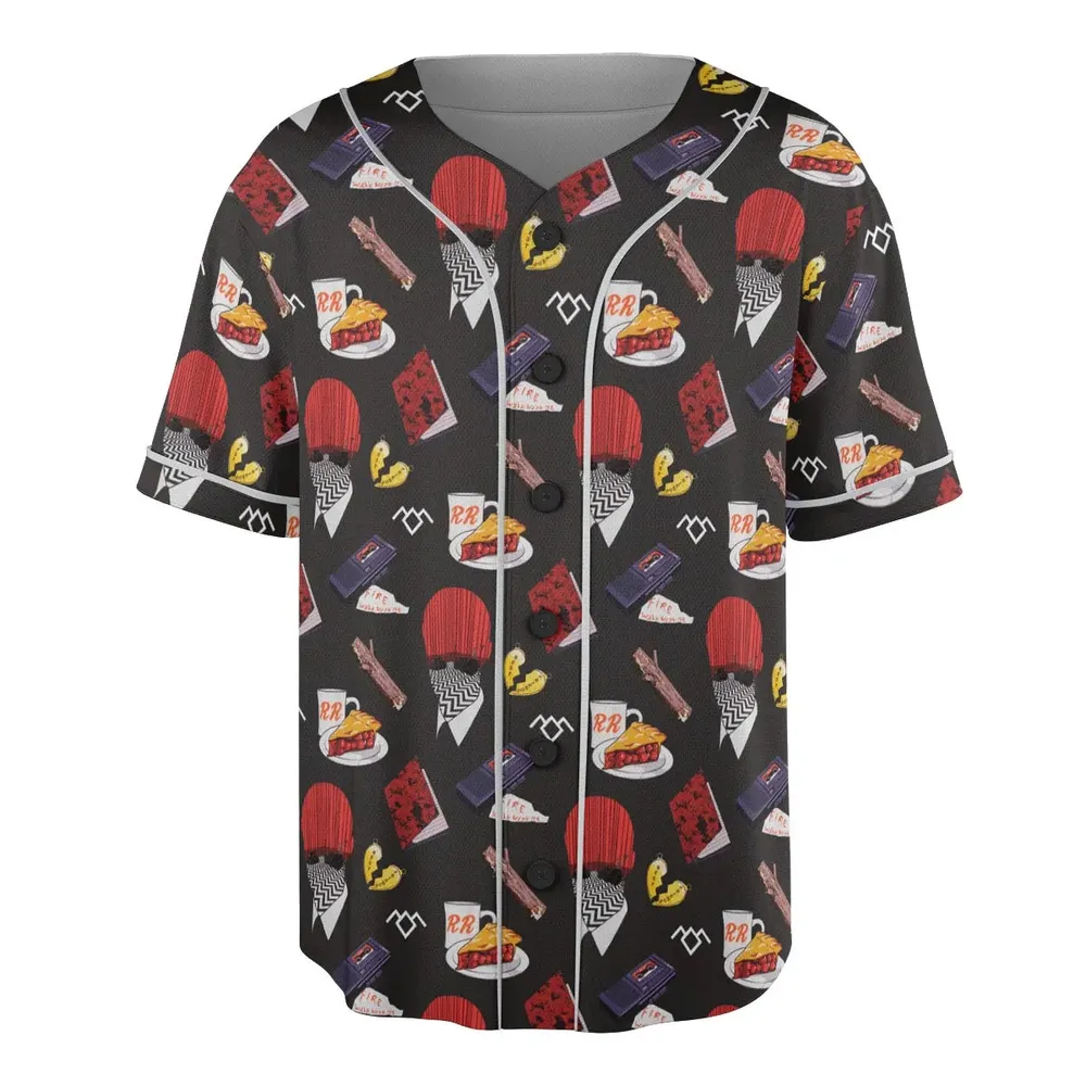 Twin Peaks Pattern Unisex Baseball Jersey - 3
