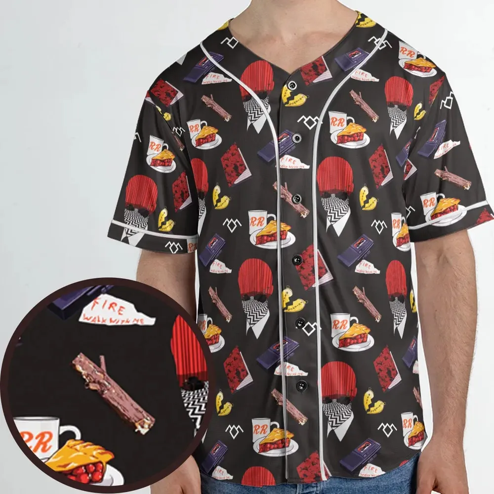 Twin Peaks Pattern Unisex Baseball Jersey - 1