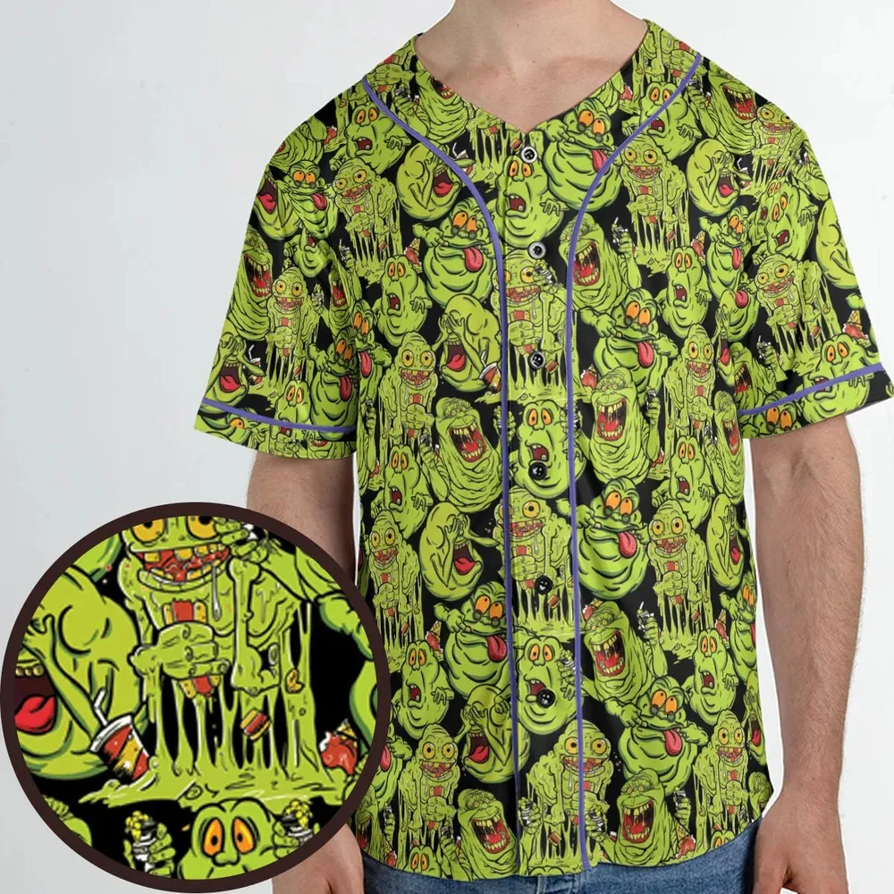 Funny Slimer Ghostbusters Unisex Baseball Jersey - 1
