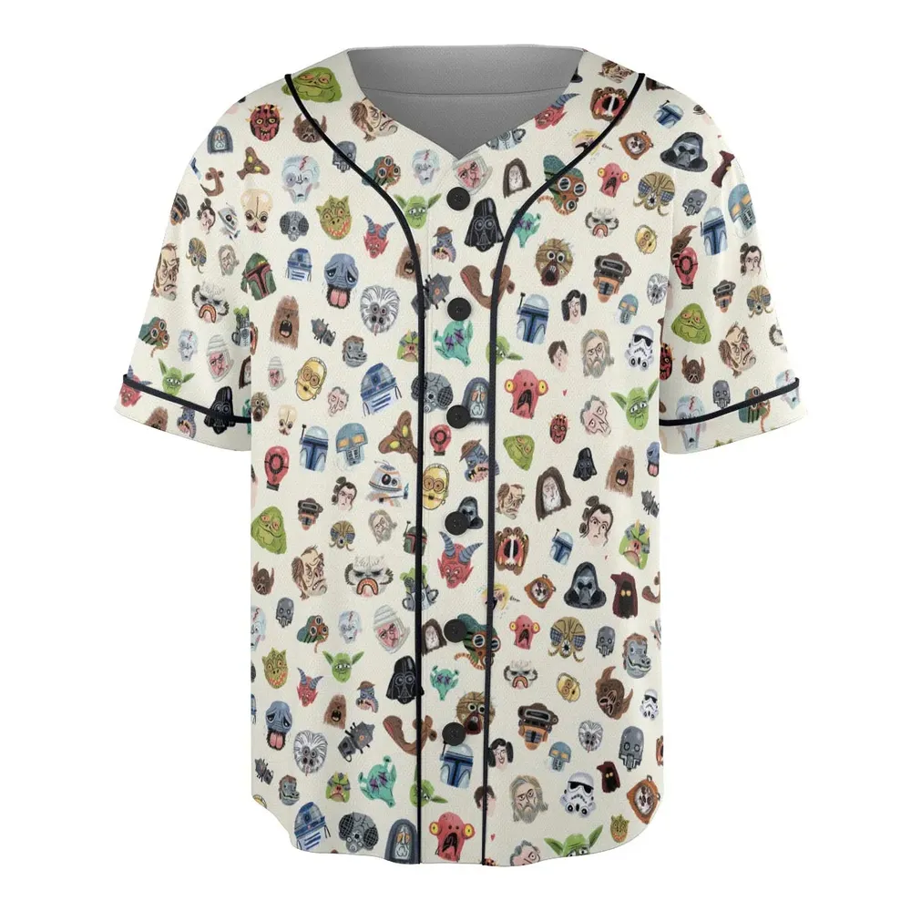 Star Wars Collage Pattern Unisex Baseball Jersey - 3
