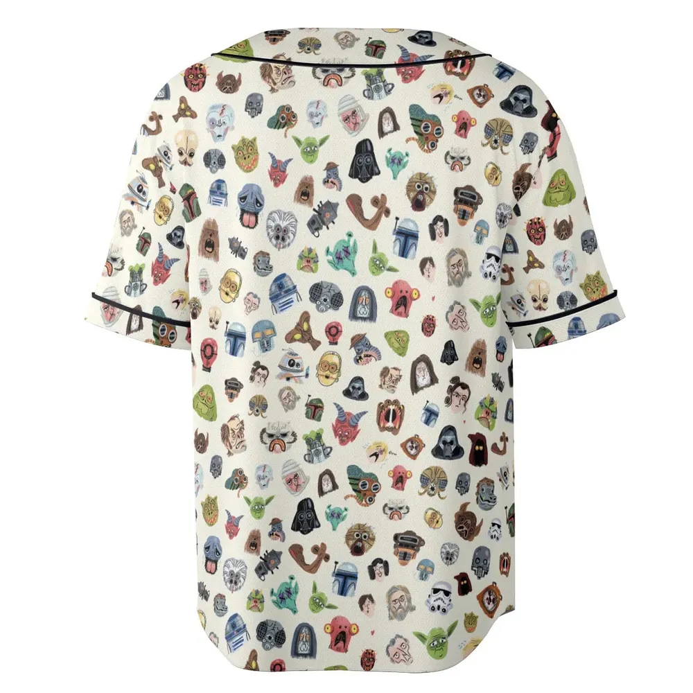 Star Wars Collage Pattern Unisex Baseball Jersey - 4