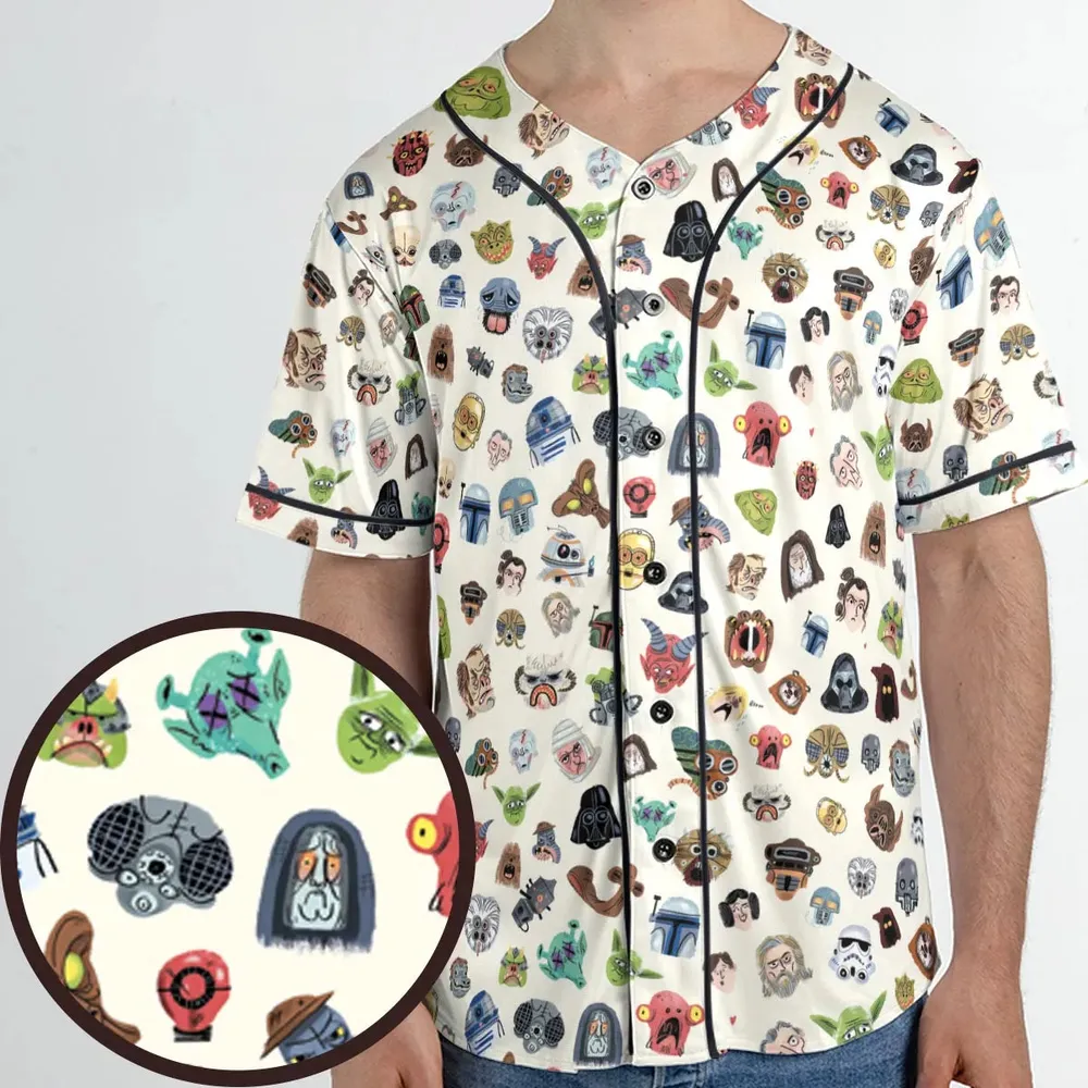 Star Wars Collage Pattern Unisex Baseball Jersey - 1