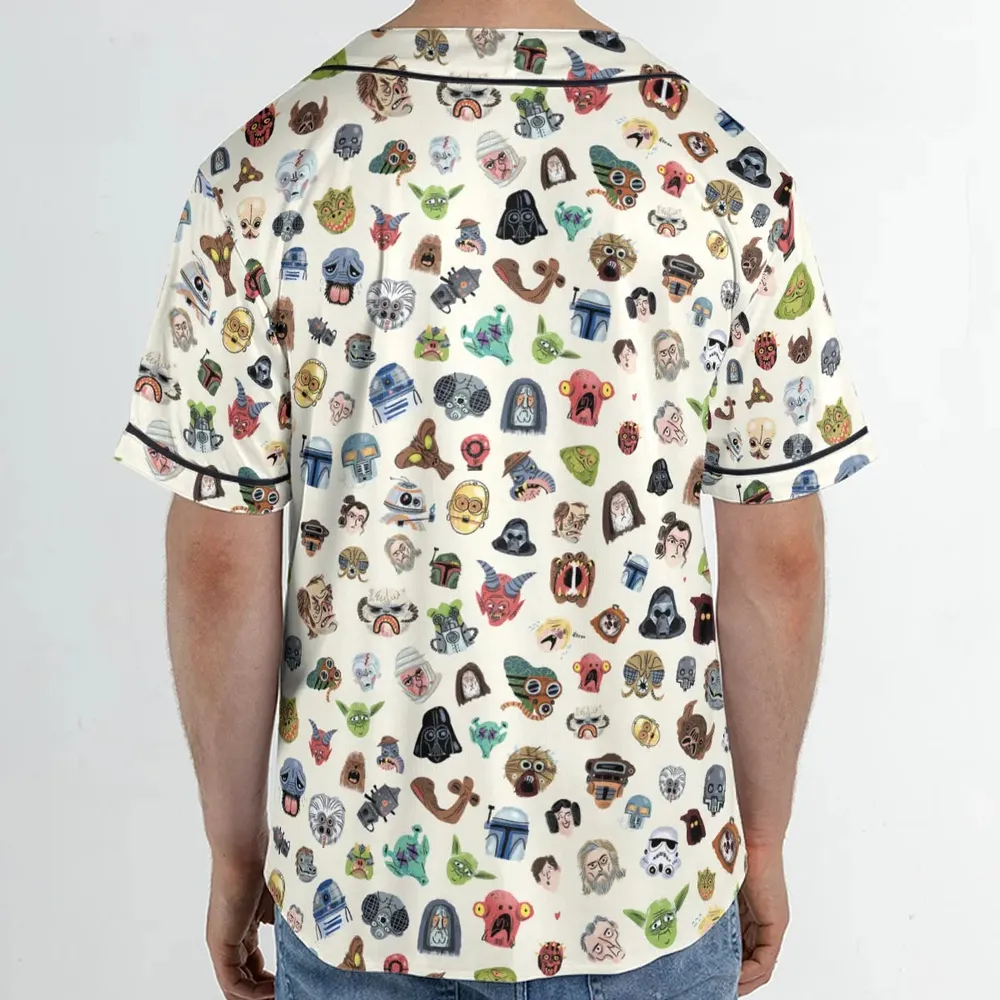 Star Wars Collage Pattern Unisex Baseball Jersey - 2