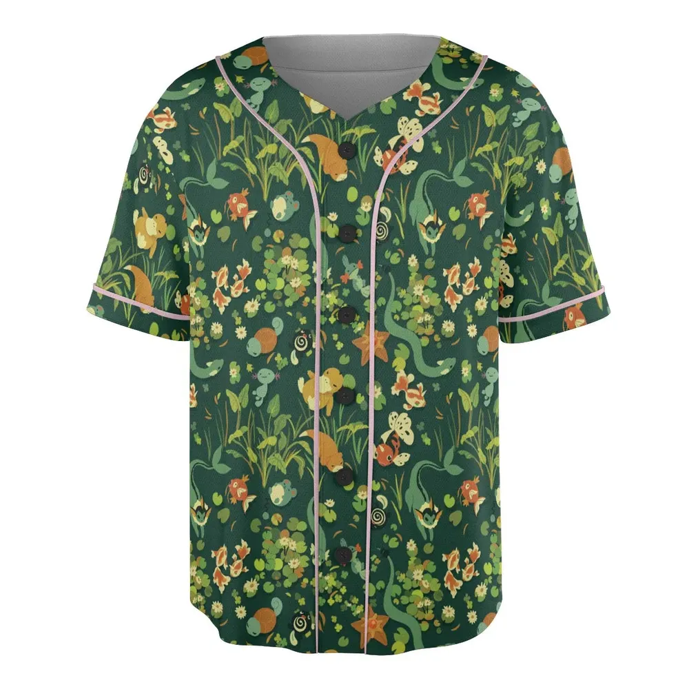 Floating In A Pond Magikarp Psyduck Vaporeon Water Pokemon Unisex Baseball Jersey - 3
