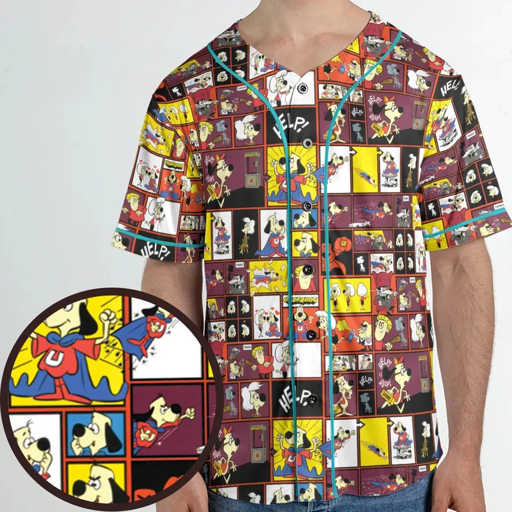 Underdog Cartoon Pattern Unisex Baseball Jersey - 1