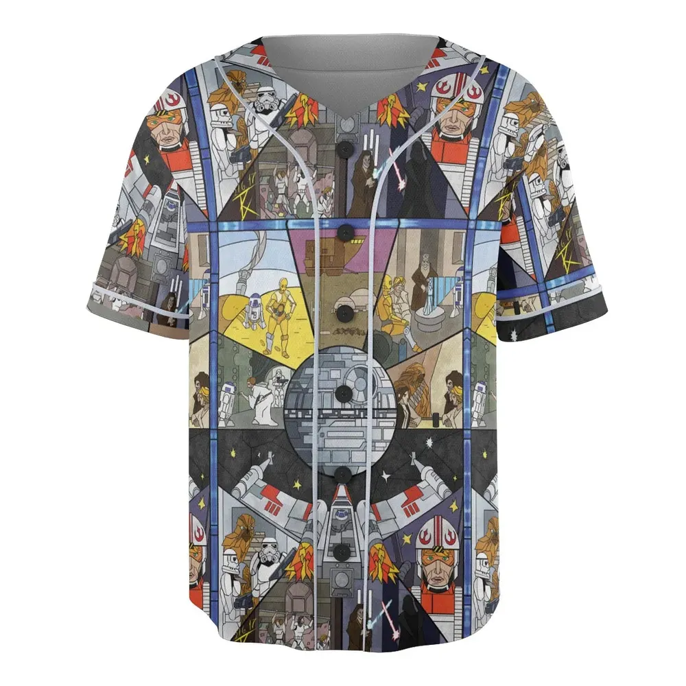 Stained Glass Star Wars Unisex Baseball Jersey - 3