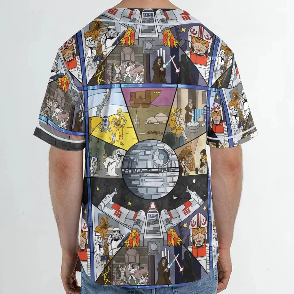 Stained Glass Star Wars Unisex Baseball Jersey - 2