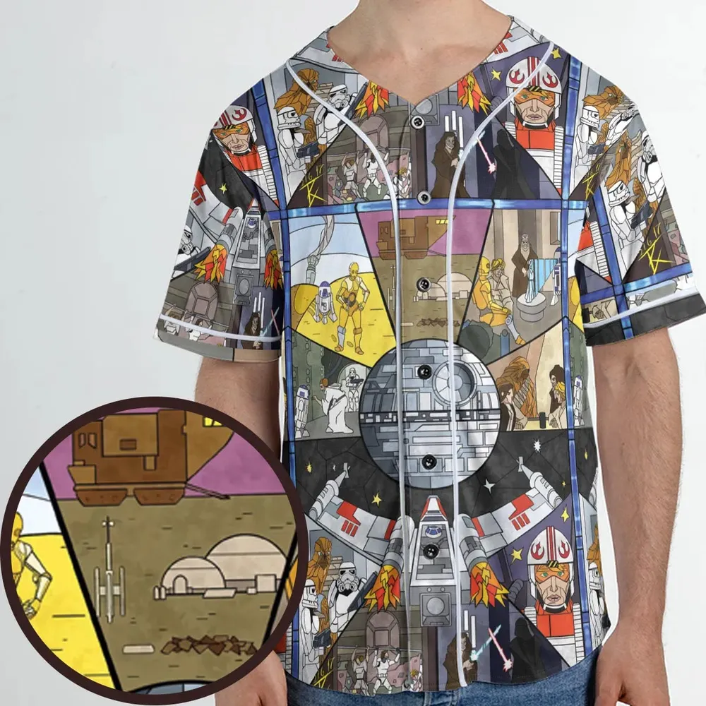 Stained Glass Star Wars Unisex Baseball Jersey - 1